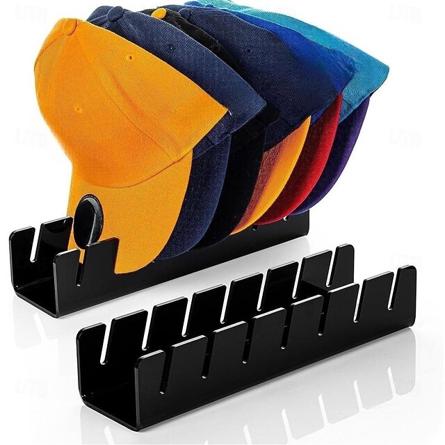 SGELMA 2024Hat Stand voor Baseball Caps, 2 stuks Geen Installatie Acryl Hoed Organizer voor 14 Baseball Caps, Hoedrekken voor Baseball Caps Display en Organizer voor Slaapkamer, Kast, Dressoir