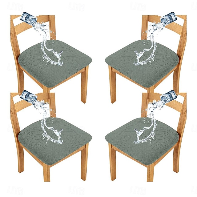  4 шт. эластичные жаккардовые чехлы на сиденья стульев, водоотталкивающий чехол на подушку стула, съемные моющиеся чехлы на обеденные стулья, противопыльные чехлы на стулья для столовой, чехлы на