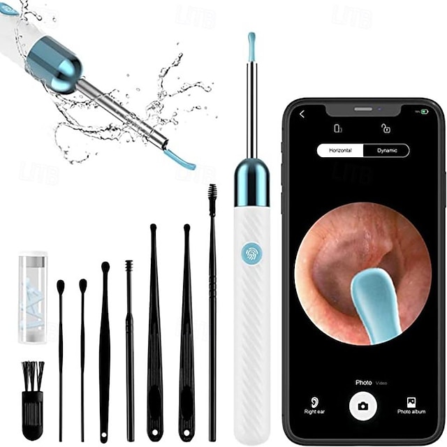  lingură vizuală fără fir din silicon pentru urechi, curăţare a urechii pentru endoscop, aparat de fotografiat hd, dispozitiv de îndepărtare a ceară a urechii, otoscop luminos instrument de curățare a