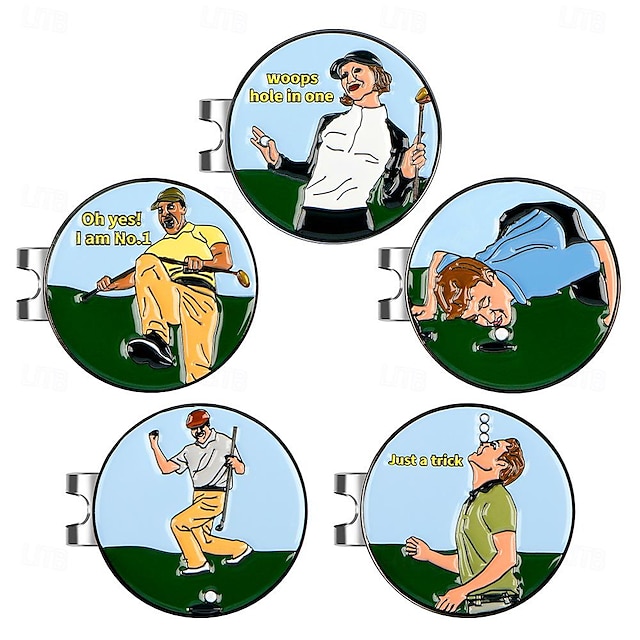  Golfballmarker-Hutclip, 25 mm runder Metall-Münzmarker, wählen Sie aus einer Vielzahl von Designs für die Positionierung Ihres Golfballs