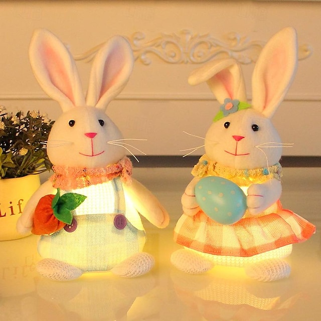  påske stående kanin legetøj tegneserie søde æg gulerod glødende kanin desktop ornament