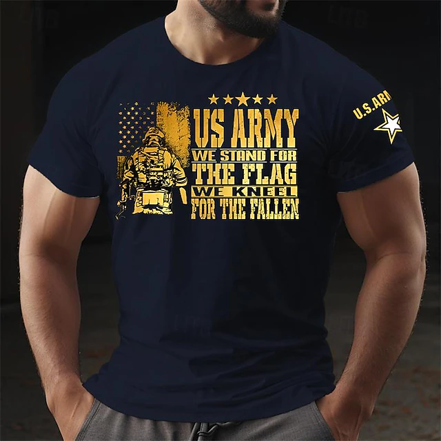 Patriotic T Shirts For Men American Flag T Shirt Tee Top Cotton Short Sleeve Graphic Shirt Black Army Green Dark Blue Comfortable Tee Sports Outdoor Holiday Fashion Designer Clothing 9