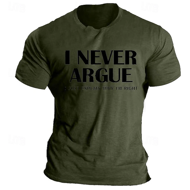 Men's Quotes & Sayings T Shirt Graphic Tee 100% Cotton Short Sleeve Graphic Shirt Heather Gray Black Army Green Comfortable Tee Vacation Daily Wear Fashion Designer Clothing 7