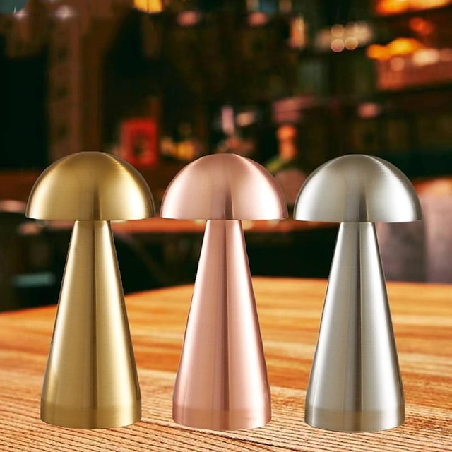  Moderno metal portátil toque dimmer led candeeiro de mesa tri-cores de metal recarregável cogumelo lâmpada noturna para bar hotel ktv decoração de cabeceira