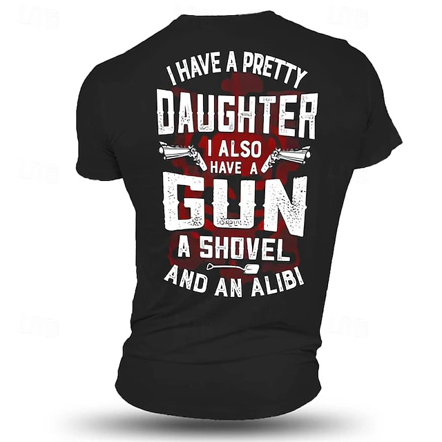 Men's Gun T Shirt Tee Top Cotton Short Sleeve Graphic Shirt Black Light Blue Comfortable Tee Sports Outdoor Holiday Fashion Designer Clothing 9