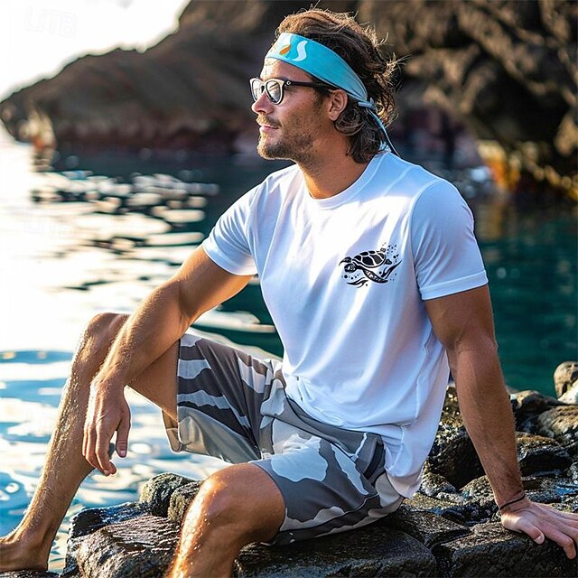  Homme Tortues T-shirt Coton Manche Courte Graphique Chemise Noir Blanche Vert Véronèse T-shirt confortable Rue Fête Vêtements de créateurs de mode