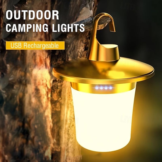  udendørs retro campingpære lampe stor kapacitet type-c hurtigopladning 5w bærbart genopladeligt lejrtelt