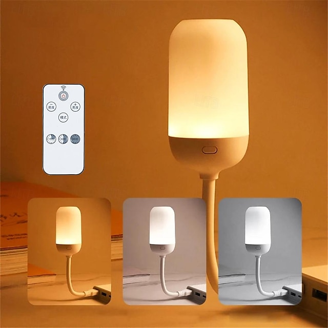  touch control presa usb led luce 3 colori regolazione continua lampada da comodino scrivania con telecomando per illuminazione interna camera da letto 1pz