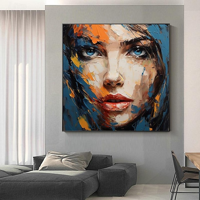  Woman Portrait Hand painted Elegant Woman Face Wall Art Beautiful Woman Artwork  Handmade Textured Canvas Painting Abstract Art For Home Wall Decor No Frame