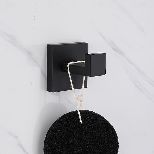 Ensemble d'accessoires de salle de bain comprenant un crochet pour peignoir, un porte-papier toilette et un porte-serviettes, mural antique, noir mat, 3 pièces