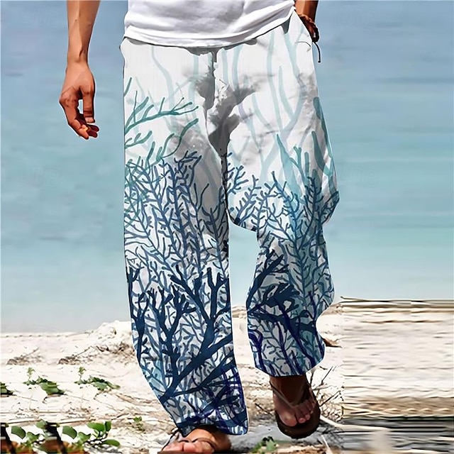  Per uomo Festività 3D Hawaiano vita marina Pantaloni Pantaloni a gamba dritta Tasche laterali Stampa 3D Design elastico con coulisse Vita normale Esterno Hawaiano Per eventi Primavera estate Per