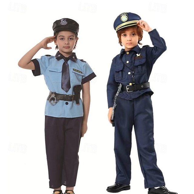  Boys Girls' Police Cosplay Costume Outfits For Halloween Carnival Masquerade Cosplay Kid's Top Pants More Accessories