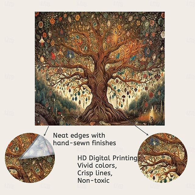 Tree of Life Hanging Tapestry Sun Moon Wall Art Large Tapestry Mural