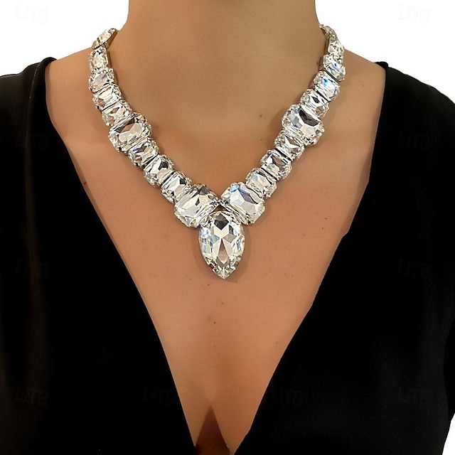  Collier Pendentif Strass Femme Mode Luxe Transparente Mariage Gouttes Colliers Tendance Pour Mariage Soirée