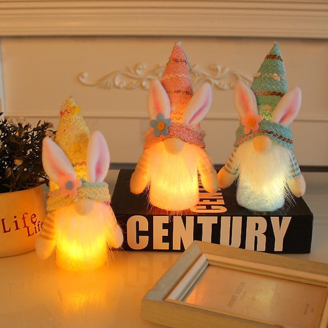  Adornos para colgar ventanas de muñecos sin rostro iluminados de Pascua: figuritas en miniatura creativas, decoraciones de Pascua perfectas