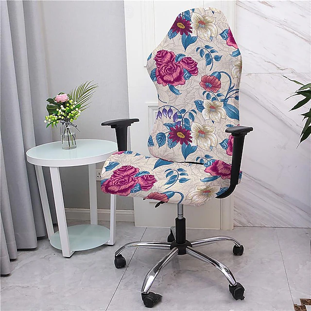 Office Chair Cover Gaming Chair Covers Stretch Washable Computer Chair Slipcovers for Armchair, Swivel Chair, Gaming Chair,Computer boss Chair Floral Printed 14
