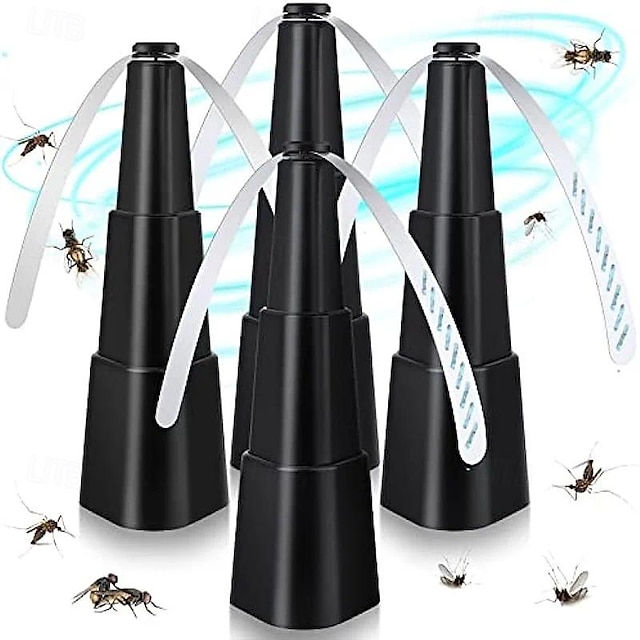  3 ventiladores de mosca para mesas, ventilador repelente de moscas interno e externo com lâminas holográficas mantêm as moscas afastadas, repelente de insetos alimentado por baterias ao ar livre para