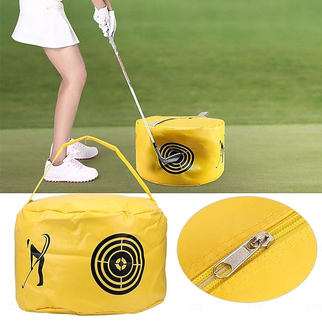  Bolsa de balanço de golfe, bolsa de treinamento de golfe amarela em pvc resistente ao desgaste para homens e mulheres para a prática diária de campo de golfe