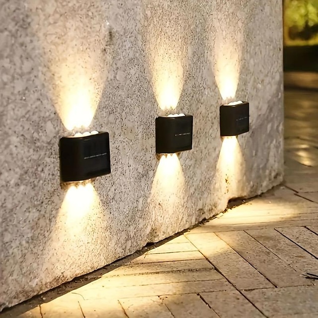  Lampade da parete solari impermeabili da 2/4/6 pezzi, luci da esterno a 6 LED, per la decorazione di cortili, strade, recinzioni, garage, giardini, scale, luci per recinzioni