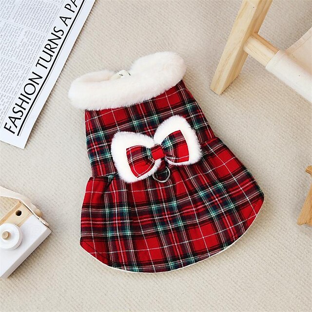  Dog Cat Dress Elegant Cute Winter Breathable Soft Washable Comfortable Thick Vacation Dailywear Casual Daily Weekend Walking Dog Clothing for Cat Dog Husky Labrador Alaskan Malamute