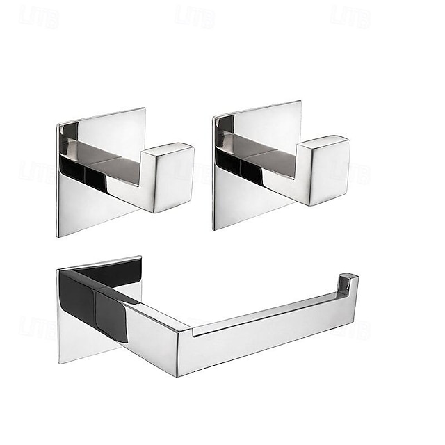  set accessori bagno autoadesivi in acciaio inox - porta asciugamano, porta carta igienica, appendiabiti - kit accessori bagno senza trapano con colla adesiva