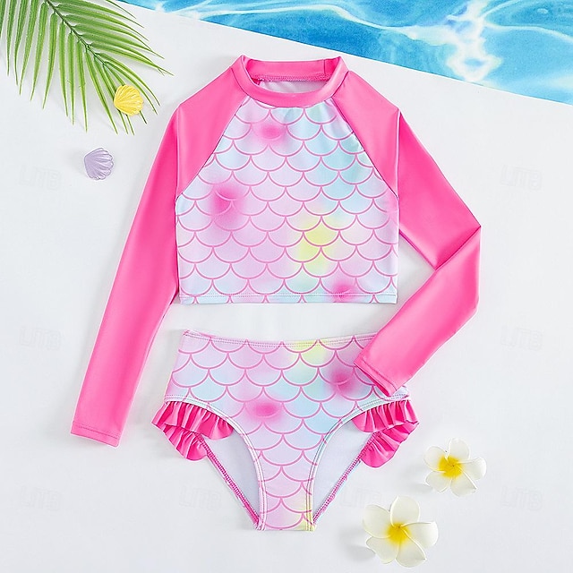  ملابس سباحة للفتيات بكيني بتصميم حورية البحر مقسمة للأطفال ملابس سباحة جميلة كهدية