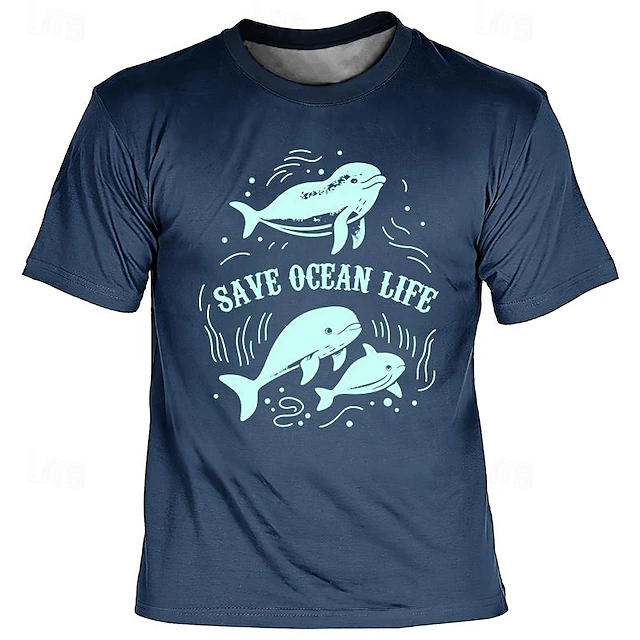 Men's Graphic Animal Dolphin T Shirt Short Sleeve T shirt 3D Print Crew Neck Shirt Vacation Daily Casual Sports Outdoor Holiday Going out Black Blue Brown Spring & Summer Clothing Apparel S M L XL 12