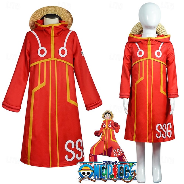  One Piece Abe D. Luffy Anime Cosplay kostume Dragter Cosplay jakkesæt Halloween Karneval Maskerade Frakke Handsker Hat Til Herre Drenge Børne Voksne