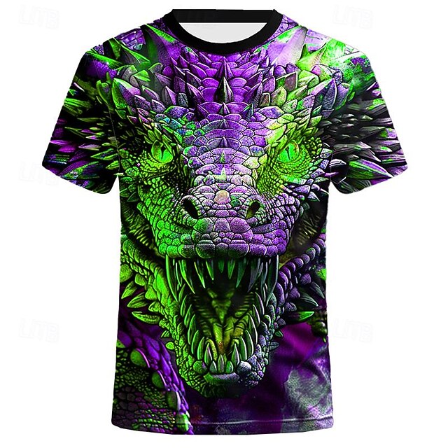 Men's Animal Dragon T Shirt Short Sleeve T shirt 3D Print Crew Neck Shirt Designer Casual Subculture Sports Outdoor Daily Holiday Yellow Blue Orange Spring & Summer Clothing Apparel S M L XL 2XL 3XL 11