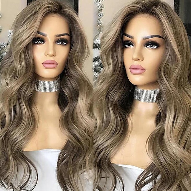  Unprocessed Virgin Hair 13x4 Lace Front Wig Free Part Brazilian Hair Wavy Multi-color Wig 130% 150% Density Highlighted / Balayage Hair 100% Virgin  Pre-Plucked For Women Long Human Hair Lace