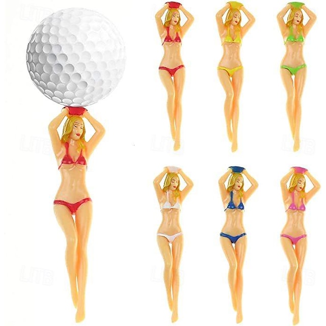  6 pçs senhora nua camisetas de golfe colorido biquíni mulher camisetas de golfe plástico tee plástico senhora golfe tee divot ferramenta