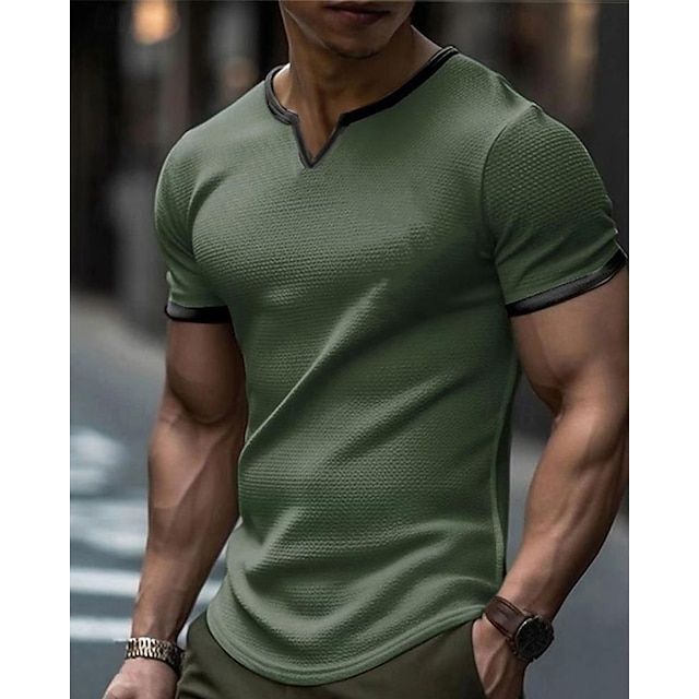  Herren T Shirt Tee Kurzarm-Shirt T-Shirt Farbblock Rundhalsausschnitt Strasse Urlaub Kurzarm Bekleidung Modisch Designer Basic