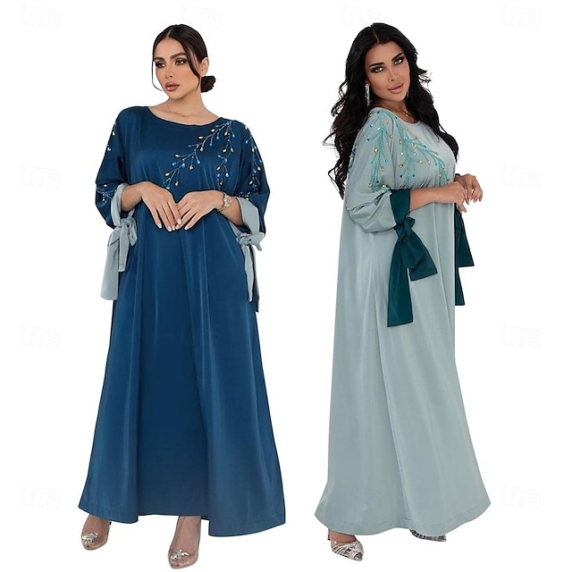  Dames Jurken Abaya Kaftan-jurk Dubai Islamitisch Arabisch Arabisch Moslim Ramadan Volwassenen Kleding