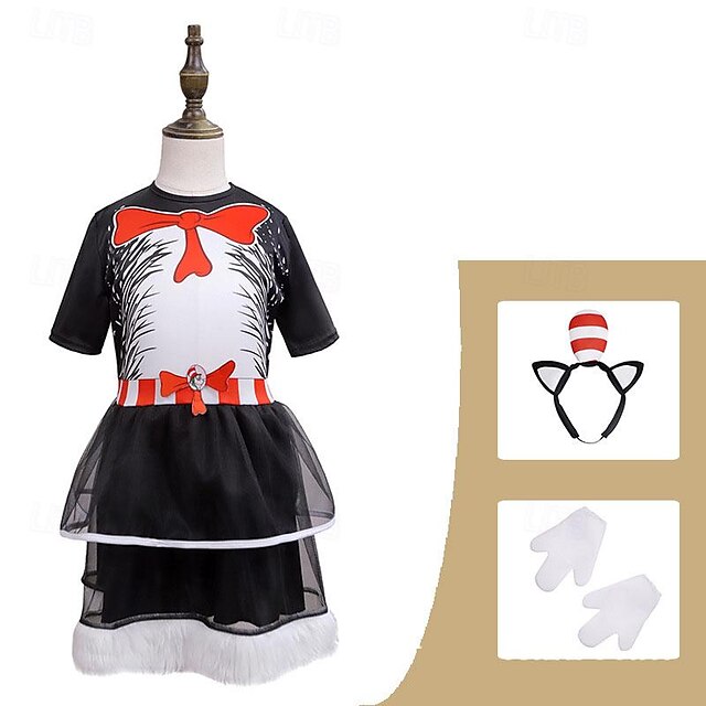  Katten i hatten Cosplay Cosplay kostyme Drakter Cosplay Film-Cosplay for Gutt Jente Barne Karneval Maskerade
