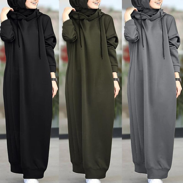  Mujer Vestidos Traje de sudaderas con capucha Dubai islámico Árabe árabe musulmán Ramadán Adulto Vestido