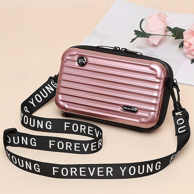  Women's Mobile Phone Bag, Travel Shoulder Bag, Durable Plastic Small Suitcase Shape Wallet with Card Slots for Wallet