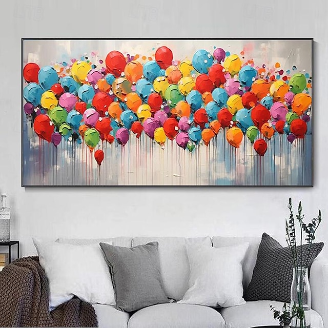  Peinture à l'huile en ballon de couleur abstraite moderne faite à la main, sur toile, décoration de maison pour salon, en cadeau, sans cadre, 100%