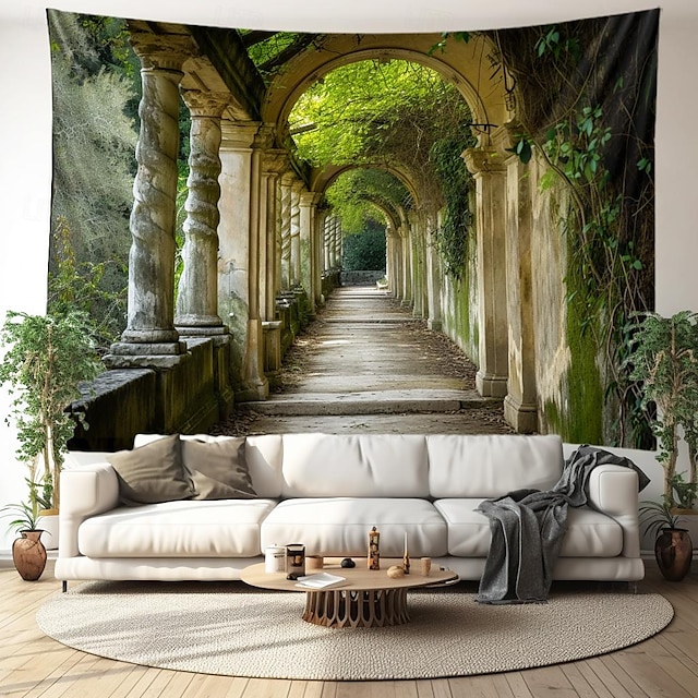  klášter les krajina závěsná tapisérie nástěnné umění velká tapisérie nástěnná malba výzdoba fotografie pozadí přikrývka opona domácí ložnice dekorace obývacího pokoje