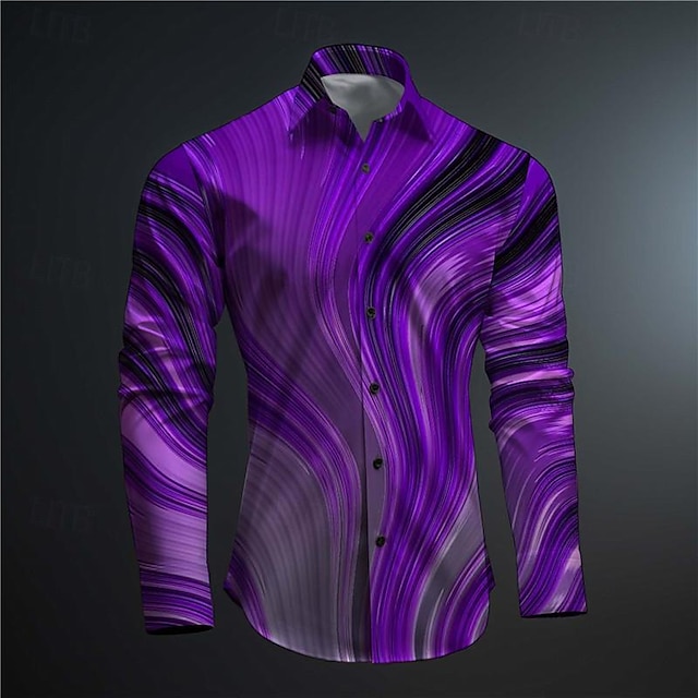  Homme 3D Print Formes Géométriques Chemise boutonnée Chemises imprimées manche longue Sous-culturel Vacances Soirée Plein Air Printemps été Col rabattu Imprimer Bouton bas Jaune Rouge Violet Orange