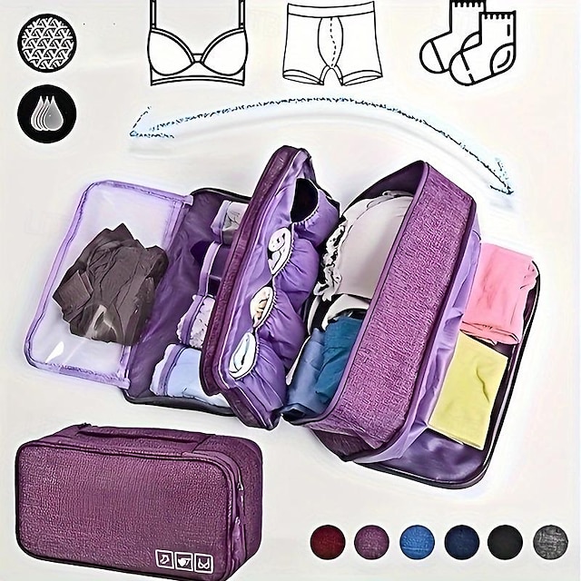  draagbare reisopbergtas, lichtgewicht organizer met ritssluiting, veelzijdige opbergtas voor ondergoed