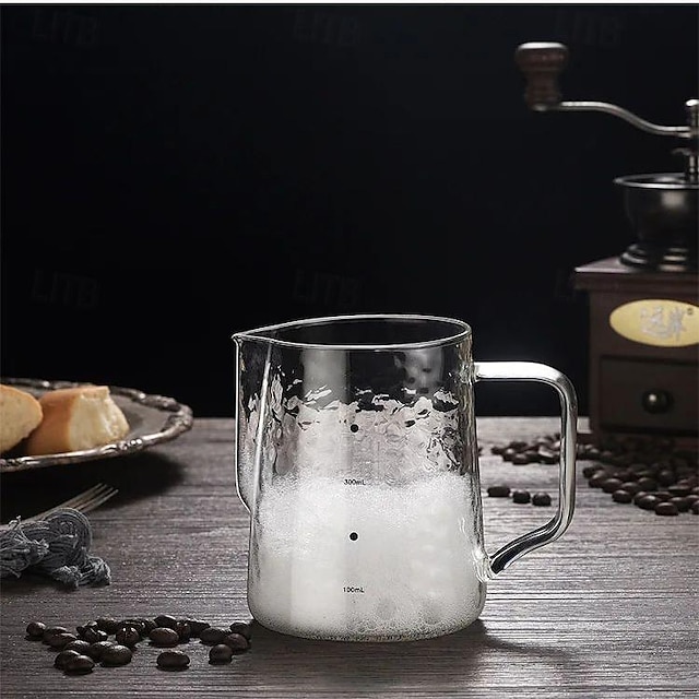  Glazen Koffie Melk Opschuimen Kannen Met Schaal Melkopschuimer Pitcher Barista Espresso Koffie Latte Melk Pitcher Koffie Kannen 300/500ml