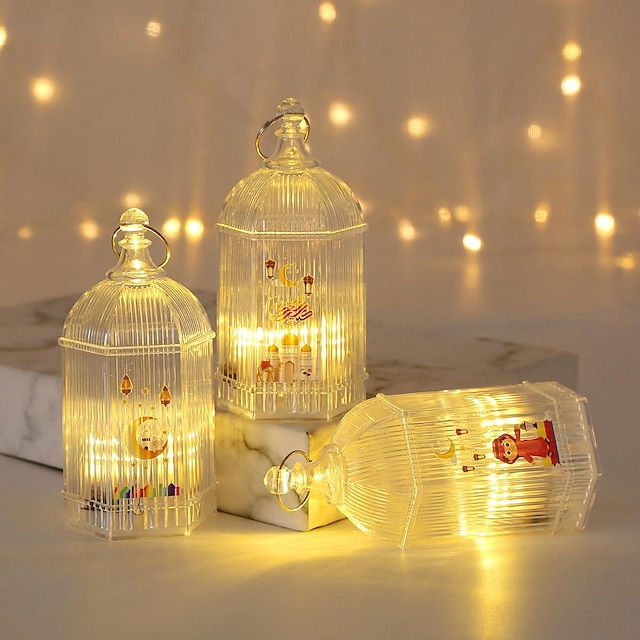  LED Ramadan Lantern Small Oil Lamp Arab LED Crystal Candle Lamp Middle East Festival Candlestick Wind Lamp Artwork Decoration 1PC