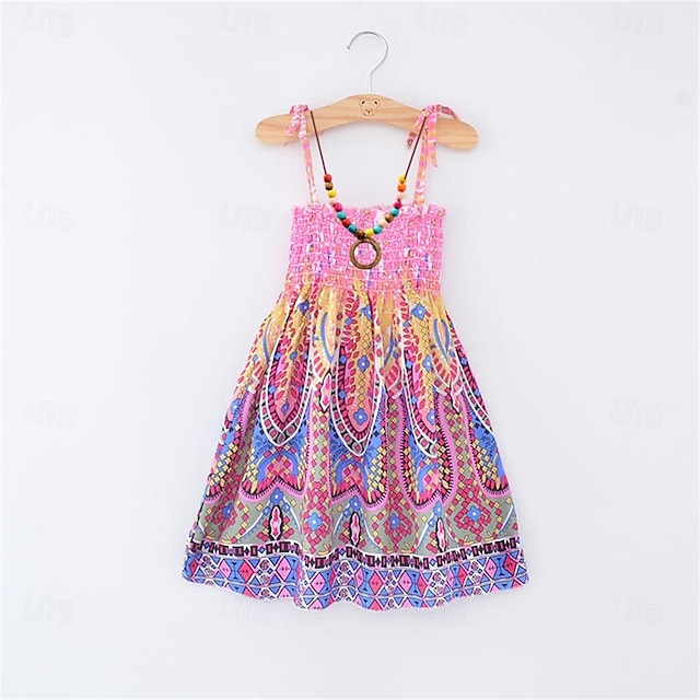  Summer Girls Rainbow Beach Dress Bohemian Princess Dresses for Teen Girls Clothes 6 8 10 12 13 Year