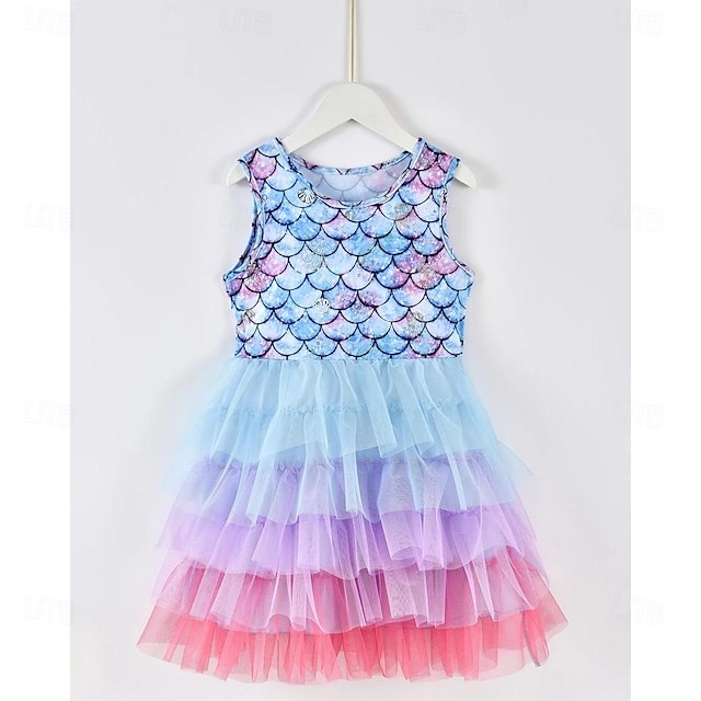  elegant prinsessklänning i sjöjungfrustil iögonfallande färgblocksdetalj & bekväm för speciella tillfällen, födelsedag & tävlingar, lättskötta (handtvätt), perfekt för barn 3-7 år