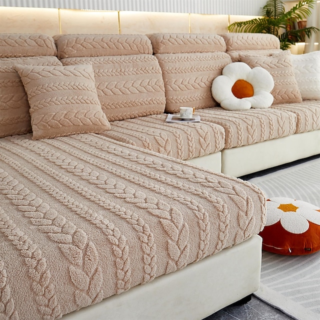 Magic Sofa Cover Stretch Jacquard Velvet Sofa Seat Couch Cushion Slipcovers, Anti-Slip Furniture Protector for Sectional 1/2/3/4 Seat Cover,L Shape Sofa Covers, Chaise Lounge Sofa Slipcover 25