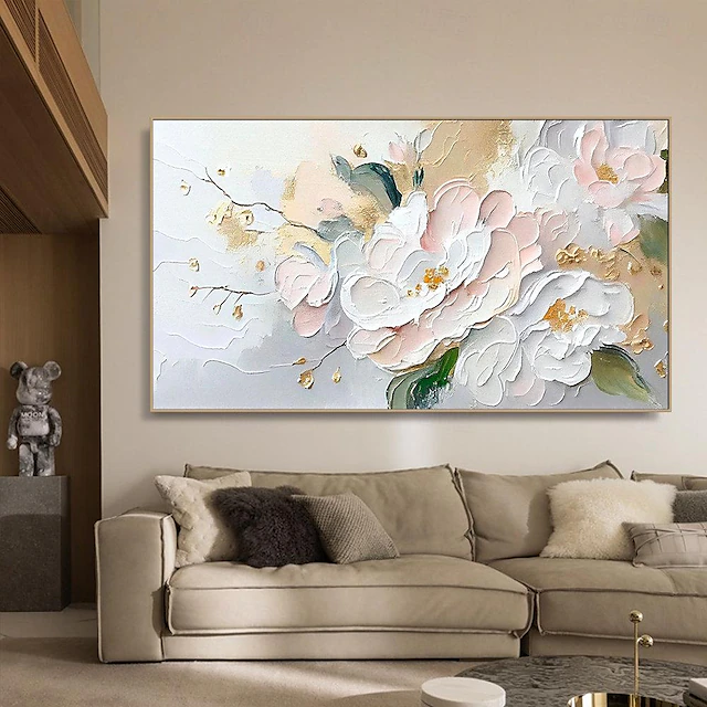 Hand painted 3D Textured Floral oil painting Wall Art Wabi-Sabi artwork ...