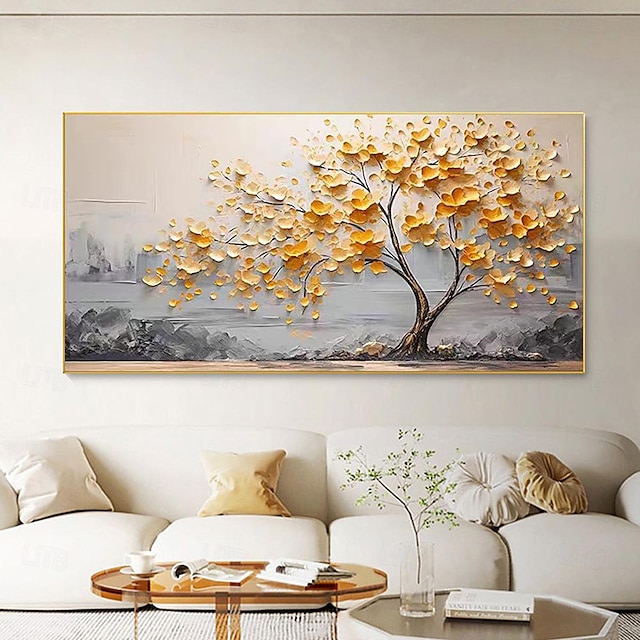  ручная роспись вишневого дерева картина маслом на холсте большая ручная текстурированная картина маслом золотого дерева настенное искусство абстрактная картина цветущего дерева для спальни отель декор