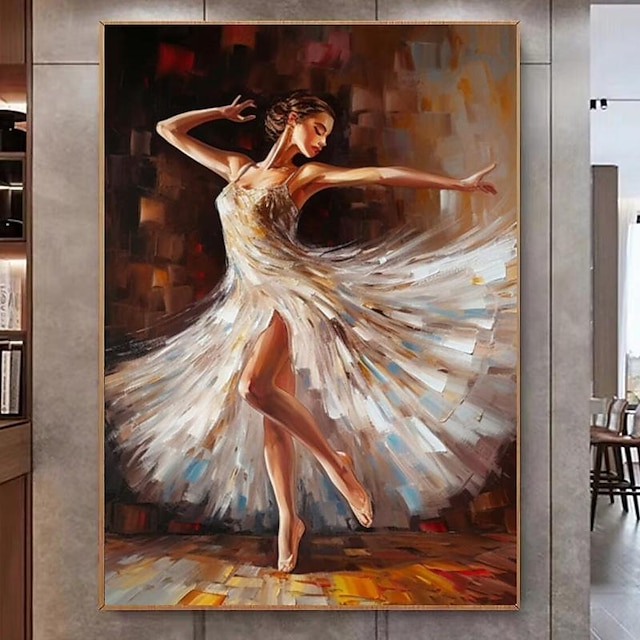  pictura de perete de balet mare pictată manual balerină dansatoare de artă pictură în ulei pe pânză decor de perete de balet realizat manual pictură originală dansatoare de fată artă de perete decor