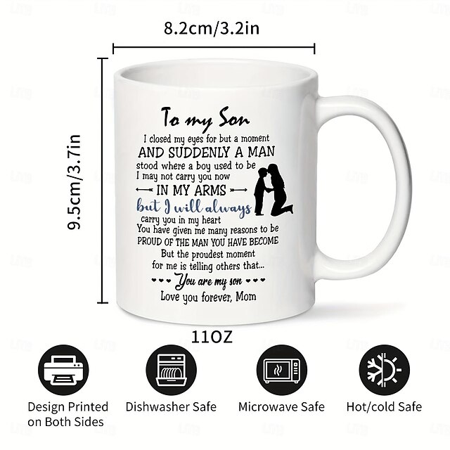 Tazza Papà E Figlio - Regalo Per La Festa Del Papà | Tazza Da Caffè Nera 330ml Doppia Faccia