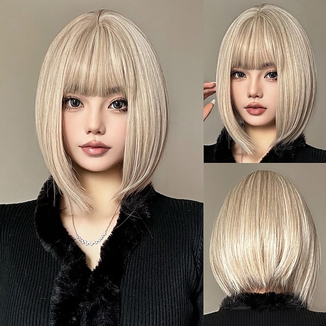  Synthetic Wig Uniforms Career Costumes Princess Straight kinky Straight Middle Part Layered Haircut Machine Made Wig 12 inch Synthetic Hair Women's Cosplay Party Fashion Silver